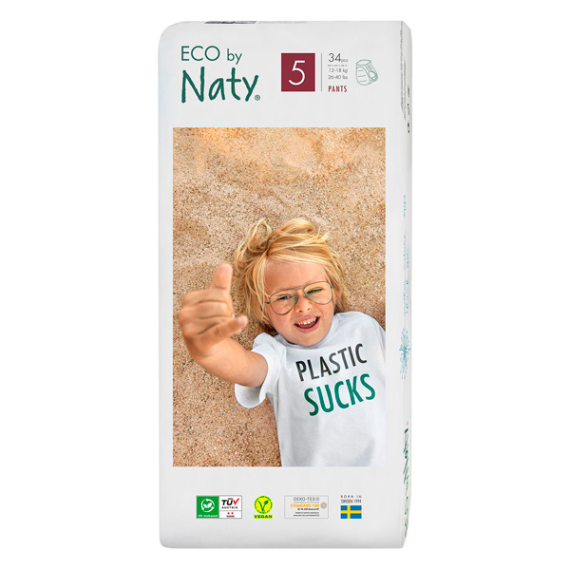 Одноразові дитячі трусики-підгузки ECO BY NATY, розмір 5, 34 шт - фото | Интернет-магазин автокресел, колясок и аксессуаров для детей Avtokrisla