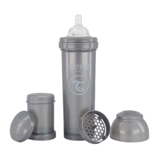 Антиколікова пляшечка із силіконовою соскою Twistshake 330мл (Pearl Grey) - фото | Интернет-магазин автокресел, колясок и аксессуаров для детей Avtokrisla