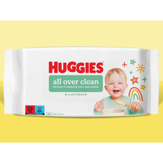 Вологі серветки Huggies All Over Clean, 56 шт. - фото | Интернет-магазин автокресел, колясок и аксессуаров для детей Avtokrisla