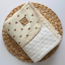 Плед Маленька Соня муслін + Wellsoft з мереживом (Шоколадні сердечка)