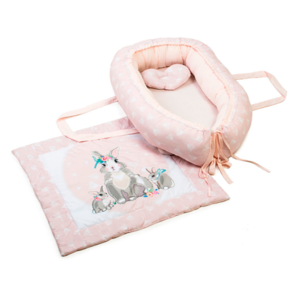 Кокон-переноска з пледом Veres (Summer Bunny pink) - фото | Интернет-магазин автокресел, колясок и аксессуаров для детей Avtokrisla