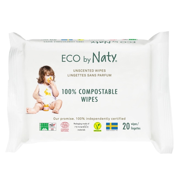 Дитячі вологі серветки ECO BY NATY, без запаху, 20 шт - фото | Интернет-магазин автокресел, колясок и аксессуаров для детей Avtokrisla