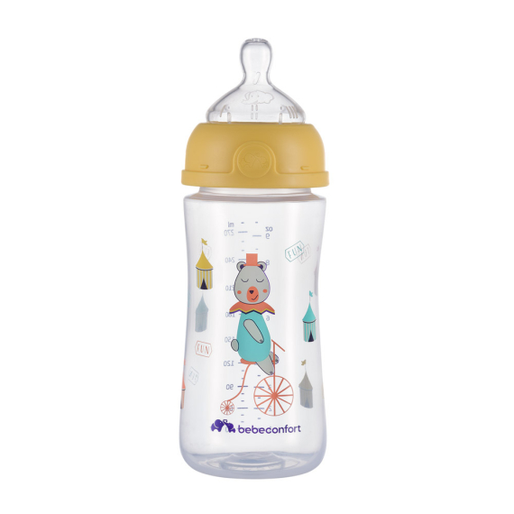 Пляшечка для годування пластикова Bebe Confort Emotion, 270 мл, 0-12 міс (жовта) - фото | Интернет-магазин автокресел, колясок и аксессуаров для детей Avtokrisla