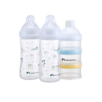 Пляшечка для годування Bebe Confort EMOTION PHYSIO Urban Garden, 2 шт, 270 мл, з диспенсером (біла)