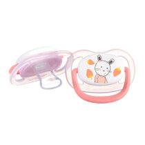 Пустушка силіконова Bebe Confort Physio Air, 2 шт, 18/36 міс (рожева з жовтим)