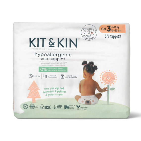 Гіпоалергенні підгузки Kit & Kin, розмір 3, від 6 до 10 кг, 34 штук - фото | Интернет-магазин автокресел, колясок и аксессуаров для детей Avtokrisla