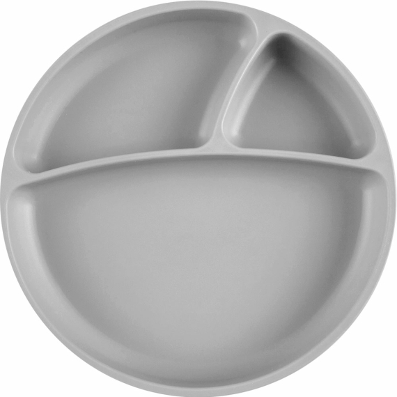 Секционная тарелка на присоске силиконовая MinikOiOi Portions (Powder Grey) - фото | Интернет-магазин автокресел, колясок и аксессуаров для детей Avtokrisla