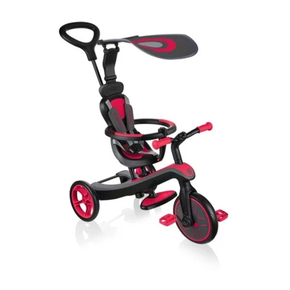 Триколісний велосипед з ручкою Globber Explorer Trike 4 в 1 (червоний) - фото | Интернет-магазин автокресел, колясок и аксессуаров для детей Avtokrisla