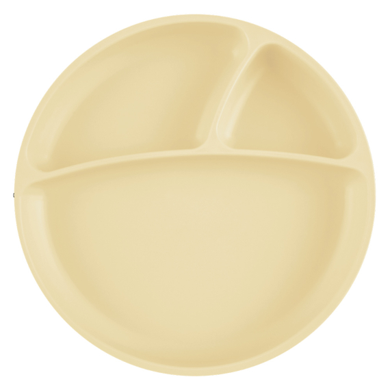 Секционная тарелка на присоске силиконовая MinikOiOi Portions (Mellow Yellow) - фото | Интернет-магазин автокресел, колясок и аксессуаров для детей Avtokrisla