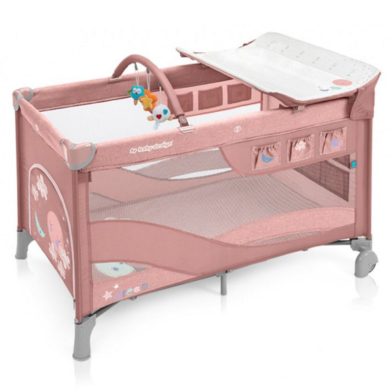 Манеж-кроватка Baby Design DREAM NEW (08 PINK) - фото | Интернет-магазин автокресел, колясок и аксессуаров для детей Avtokrisla
