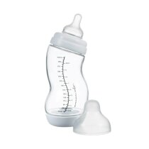 Скляна антиколікова пляшечка Difrax S-bottle Wide із силіконовою соскою, 310 мл (White)