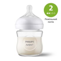 Пляшечка для годування скляна Philips AVENT Natural, природний потік, 120 мл