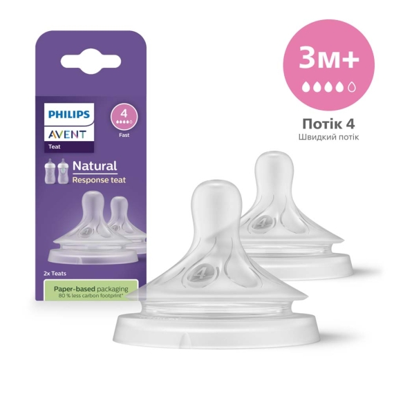 Соска силіконова Philips AVENT Natural Природний потік SCY964/02, від 3 міс, 2 шт, середній потік - фото | Интернет-магазин автокресел, колясок и аксессуаров для детей Avtokrisla