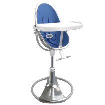 Стільчик для годування Bloom Fresco з вкладишем з екошкіри (Silver / Riviera Blue)