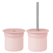 Чашка-контейнер з трубочкою силіконова MinikOiOi Sip+Snack (Pinky Pink / Powder Grey)