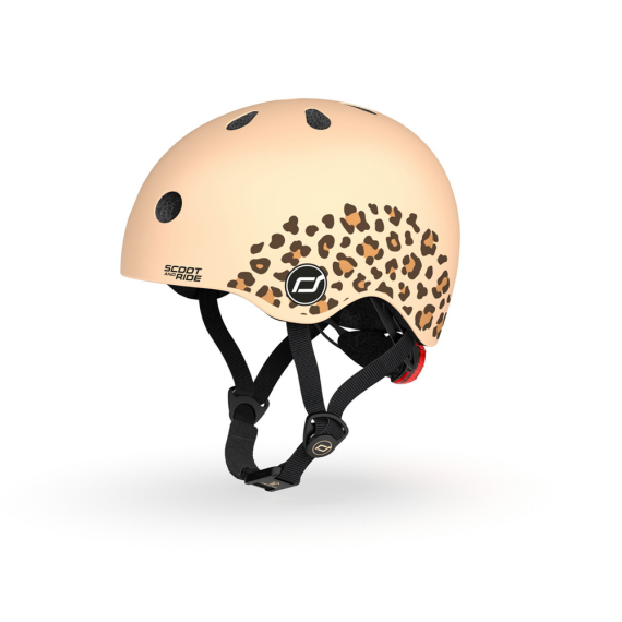 Шлем защитный детский Scoot and Ride с фонариком, 45-51 см (леопард) - фото | Интернет-магазин автокресел, колясок и аксессуаров для детей Avtokrisla