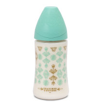 Пляшечка Suavinex Couture з круглою 3-позиційною соскою, 270 мл (зелена)