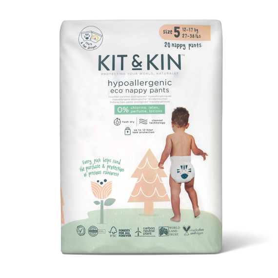 Гіпоалергенні підгузки Kit & Kin, розмір 5, від 12 до 17 кг, 20 штук - фото | Интернет-магазин автокресел, колясок и аксессуаров для детей Avtokrisla