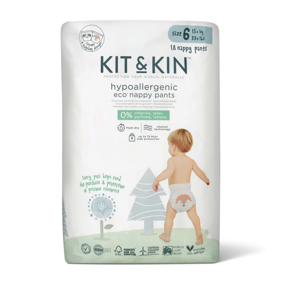 Гіпоалергенні підгузки Kit & Kin, розмір XL 6, від 15 кг, 18 штук - фото | Интернет-магазин автокресел, колясок и аксессуаров для детей Avtokrisla