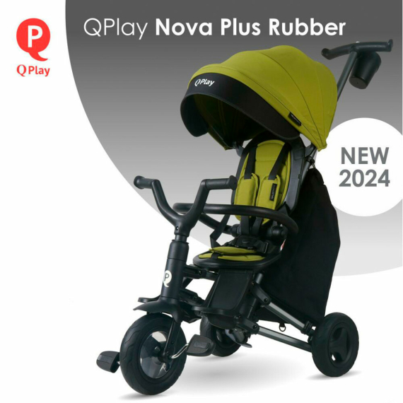 Велосипед складаний триколісний Qplay Nova Plus Rubber 2024 (Military Green) - фото | Интернет-магазин автокресел, колясок и аксессуаров для детей Avtokrisla