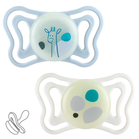 Пустушка Chicco Physio Light силіконова, від 2 до 6 місяців, 2 шт (люмінесцентна) - фото | Интернет-магазин автокресел, колясок и аксессуаров для детей Avtokrisla