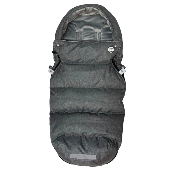 Зимовий футмуф на коляску Decoza Moms (Темно-сірий меланж / сірий плюш) - фото | Интернет-магазин автокресел, колясок и аксессуаров для детей Avtokrisla